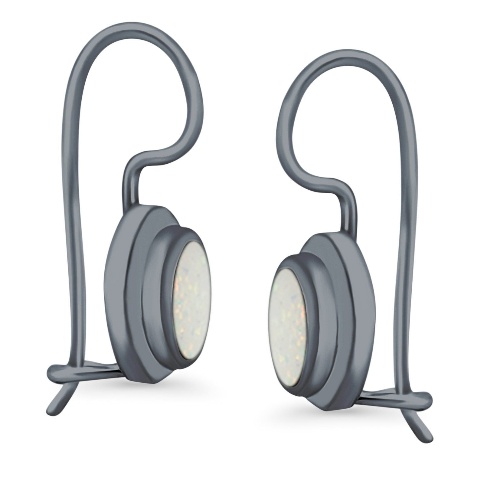 Dangling Leverback Earrings Created Opal 925 Sterling Silver (11mm)