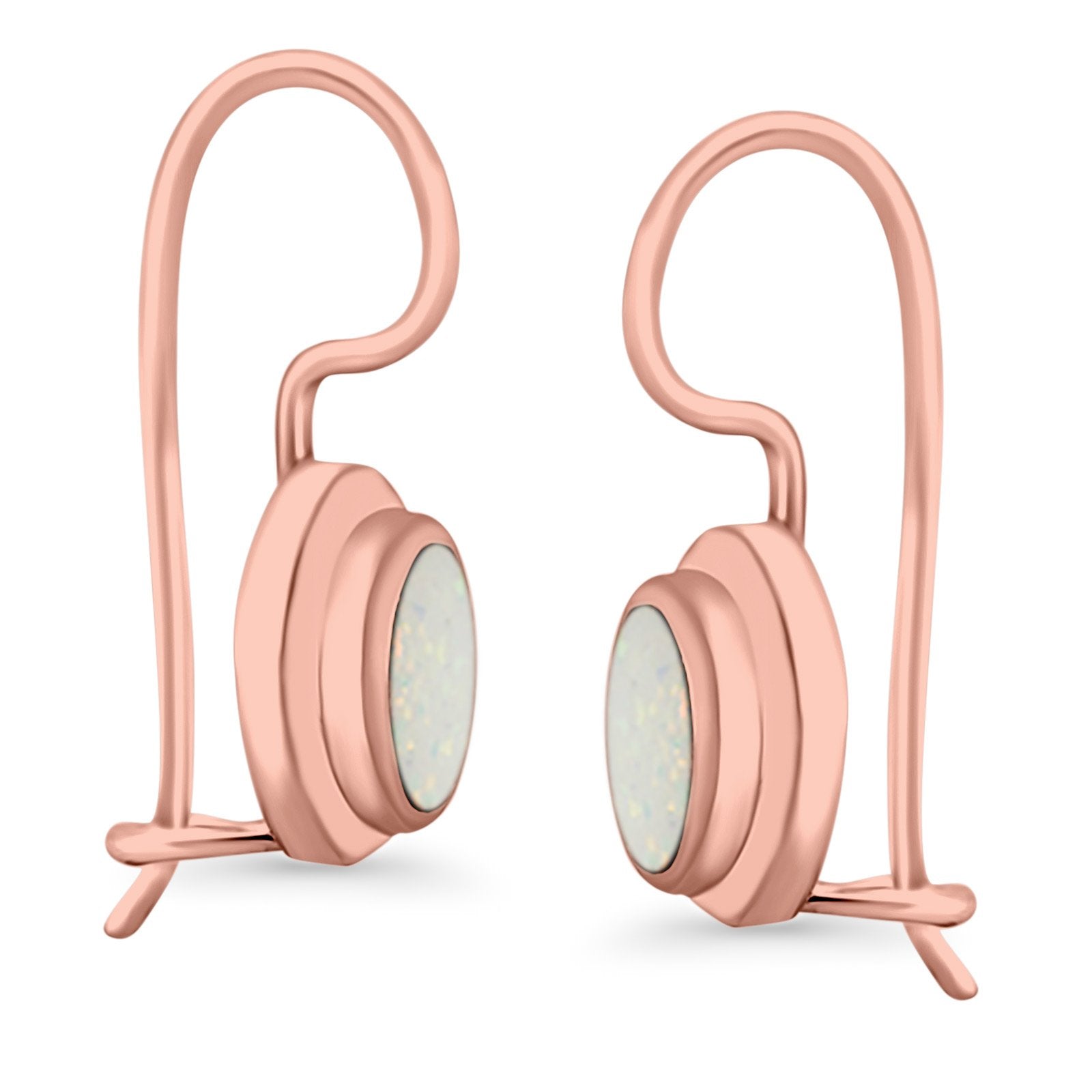 Dangling Leverback Earrings Created Opal 925 Sterling Silver (11mm)