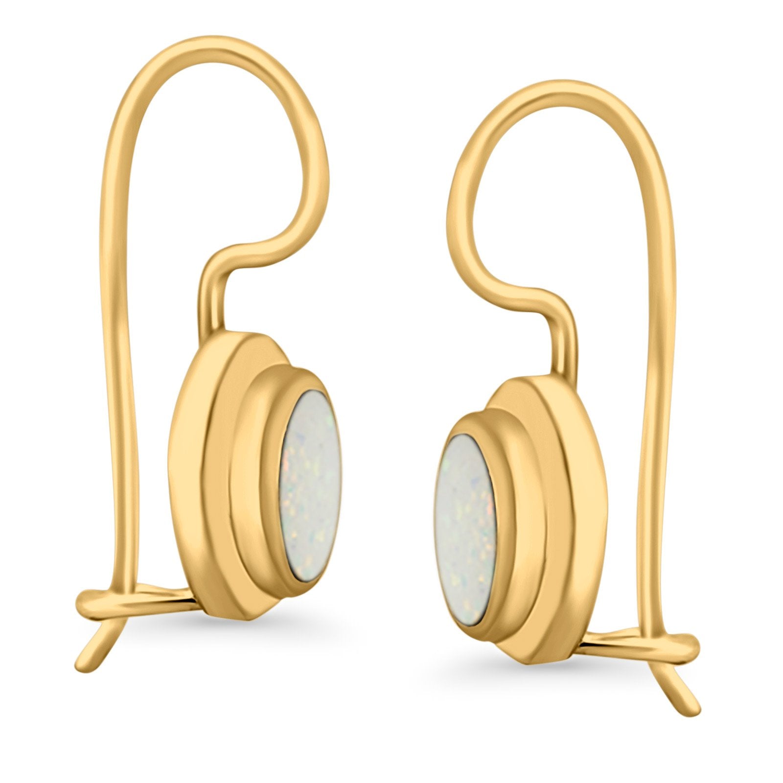 Dangling Leverback Earrings Created Opal 925 Sterling Silver (11mm)