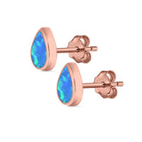 Pear Shape Stud Earrings Lab Created Opal 925 Sterling Silver (7.5mm)