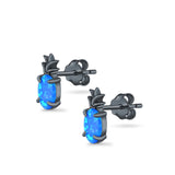 Pineapple Stud Earrings Lab Created Opal 925 Sterling Silver (15mm)