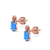 Pineapple Stud Earrings Lab Created Opal 925 Sterling Silver (15mm)