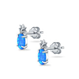 Pineapple Stud Earrings Lab Created Opal 925 Sterling Silver (15mm)