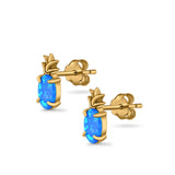 Pineapple Stud Earrings Lab Created Opal 925 Sterling Silver (15mm)