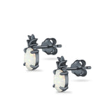 Pineapple Stud Earrings Lab Created Opal 925 Sterling Silver (15mm)