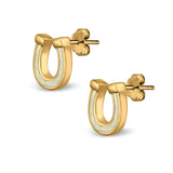 Horseshoe Stud Earrings Lab Created Opal 925 Sterling Silver (9mm)