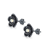 Flower Stud Earrings Lab Created Opal 925 Sterling Silver (10mm)