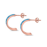 Half Hoop Stud Earrings Lab Created Opal 925 Sterling Silver (15mm)