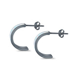 Half Hoop Stud Earrings Lab Created Opal 925 Sterling Silver (15mm)