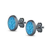 Oval Stud Earrings Lab Created Opal 925 Sterling Silver (6mm-12mm)