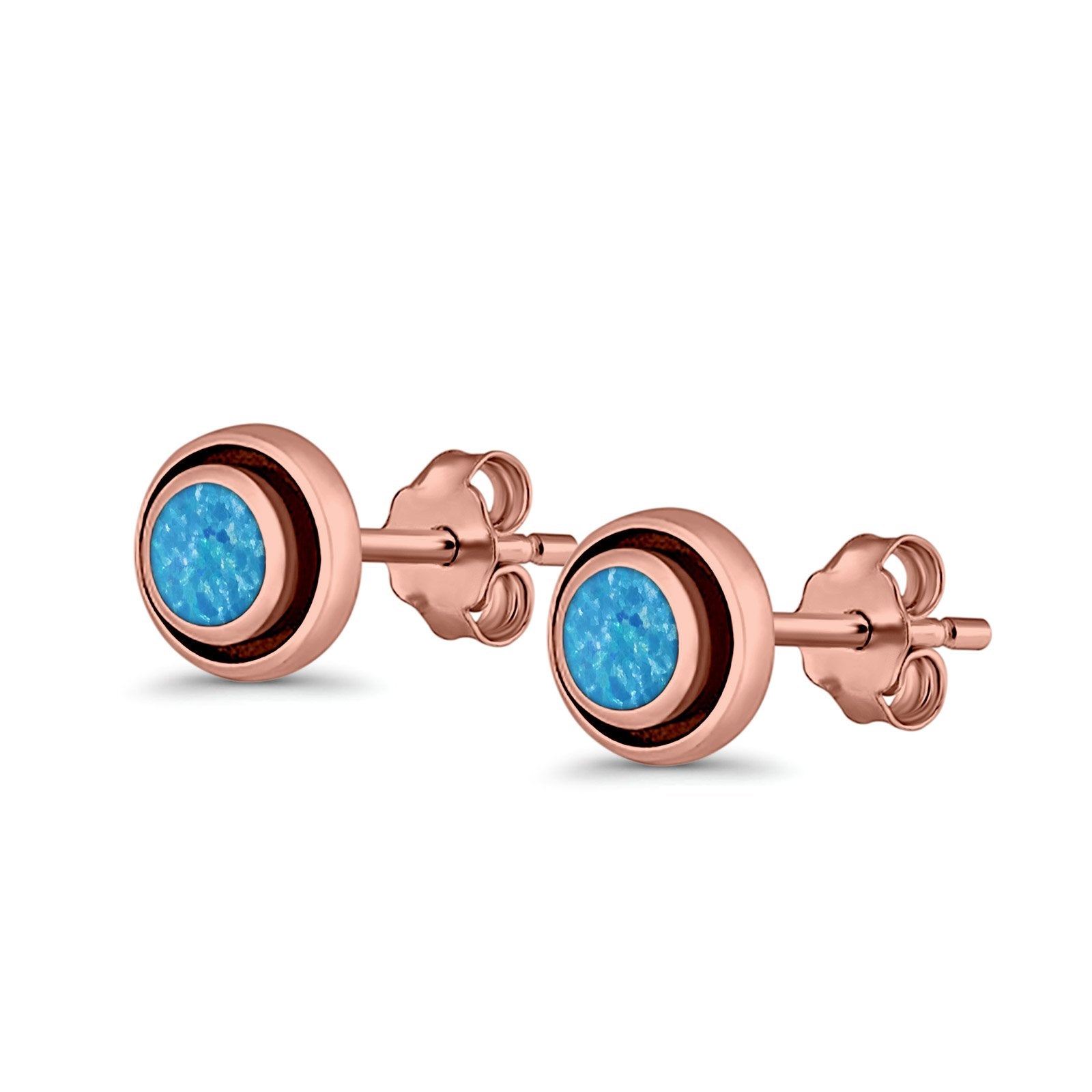 Stud Earrings Round Bali Lab Created Opal 925 Sterling Silver (5mm-10mm)