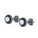 Stud Earrings Round Bali Lab Created Opal 925 Sterling Silver (5mm-10mm)