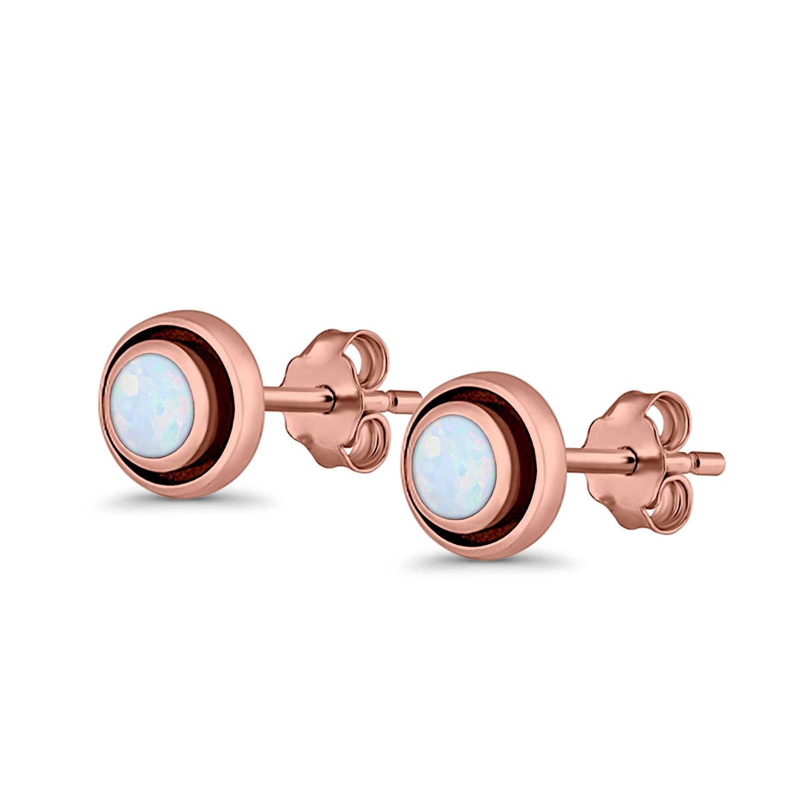 Stud Earrings Round Bali Lab Created Opal 925 Sterling Silver (5mm-10mm)