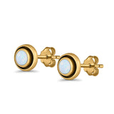 Stud Earrings Round Bali Lab Created Opal 925 Sterling Silver (5mm-10mm)
