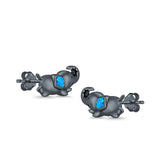 Baby Elephant Stud Earrings Created Opal 925 Sterling Silver (6mm)