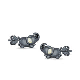Baby Elephant Stud Earrings Created Opal 925 Sterling Silver (6mm)