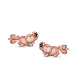 Baby Elephant Stud Earrings Created Opal 925 Sterling Silver (6mm)