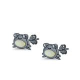 Frog Stud Earrings Created Opal 925 Sterling Silver (6mm)