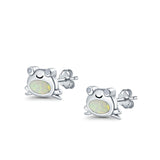 Frog Stud Earrings Created Opal 925 Sterling Silver (6mm)