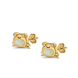 Frog Stud Earrings Created Opal 925 Sterling Silver (6mm)