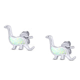 Dinosaur Stud Earring Created Opal 925 Sterling Silver (9mm)