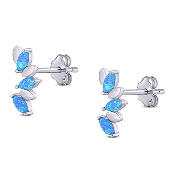 Art Deco Marquise New Style Stud Earring Created Opal Solid