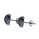 Half Ball Design Diamond Cut Stud Earrings 925 Sterling Silver (10mm)