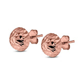 Hand Finish Design Half Ball Stud Earrings 925 Sterling Silver (8mm)