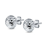 Hand Finish Design Half Ball Stud Earrings 925 Sterling Silver (8mm)