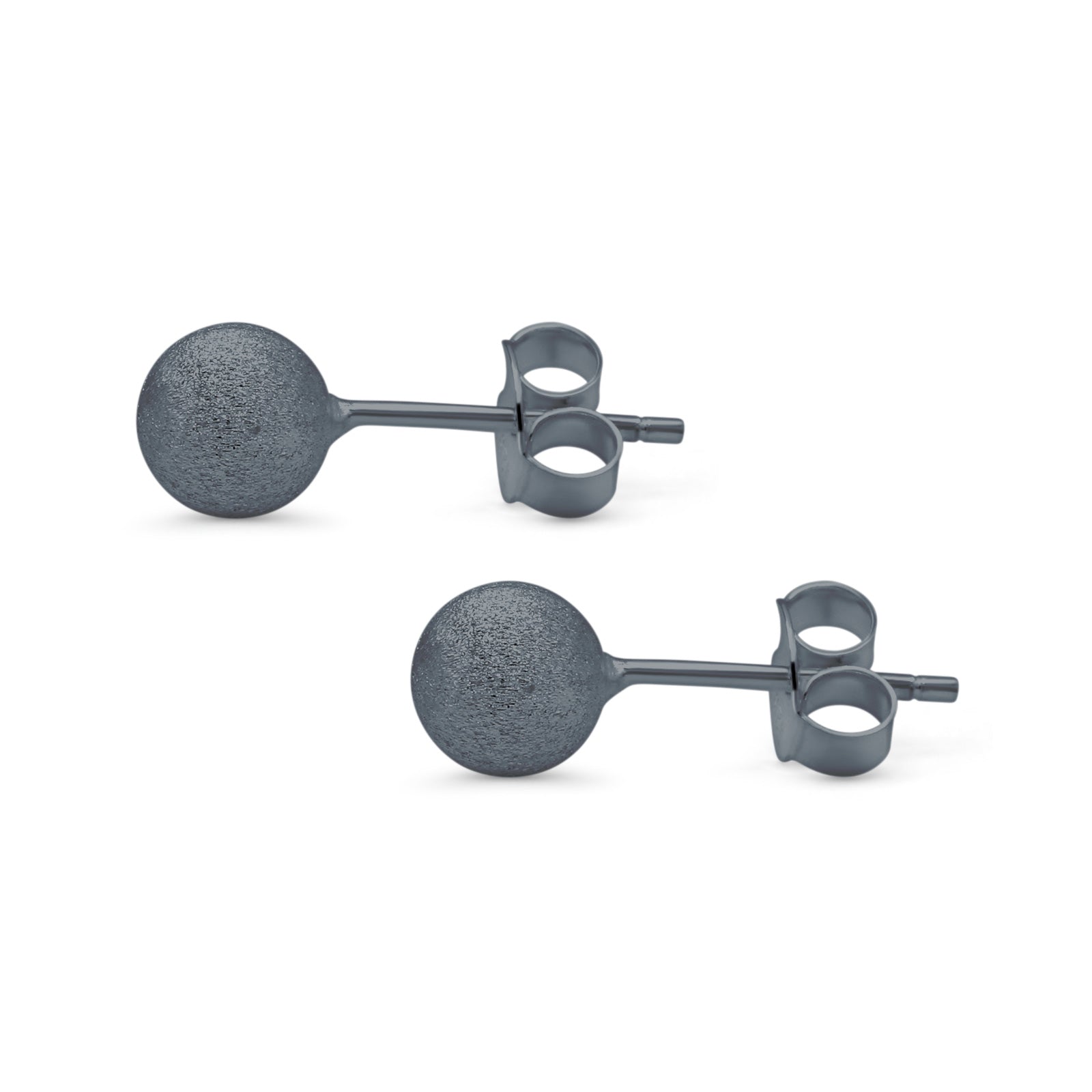 Brushed Screw Ball Round Stud Earrings 925 Sterling Silver (5mm-8mm)