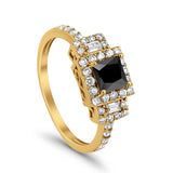 Halo Wedding Ring Baguette Simulated Cubic Zirconia 925 Sterling Silver