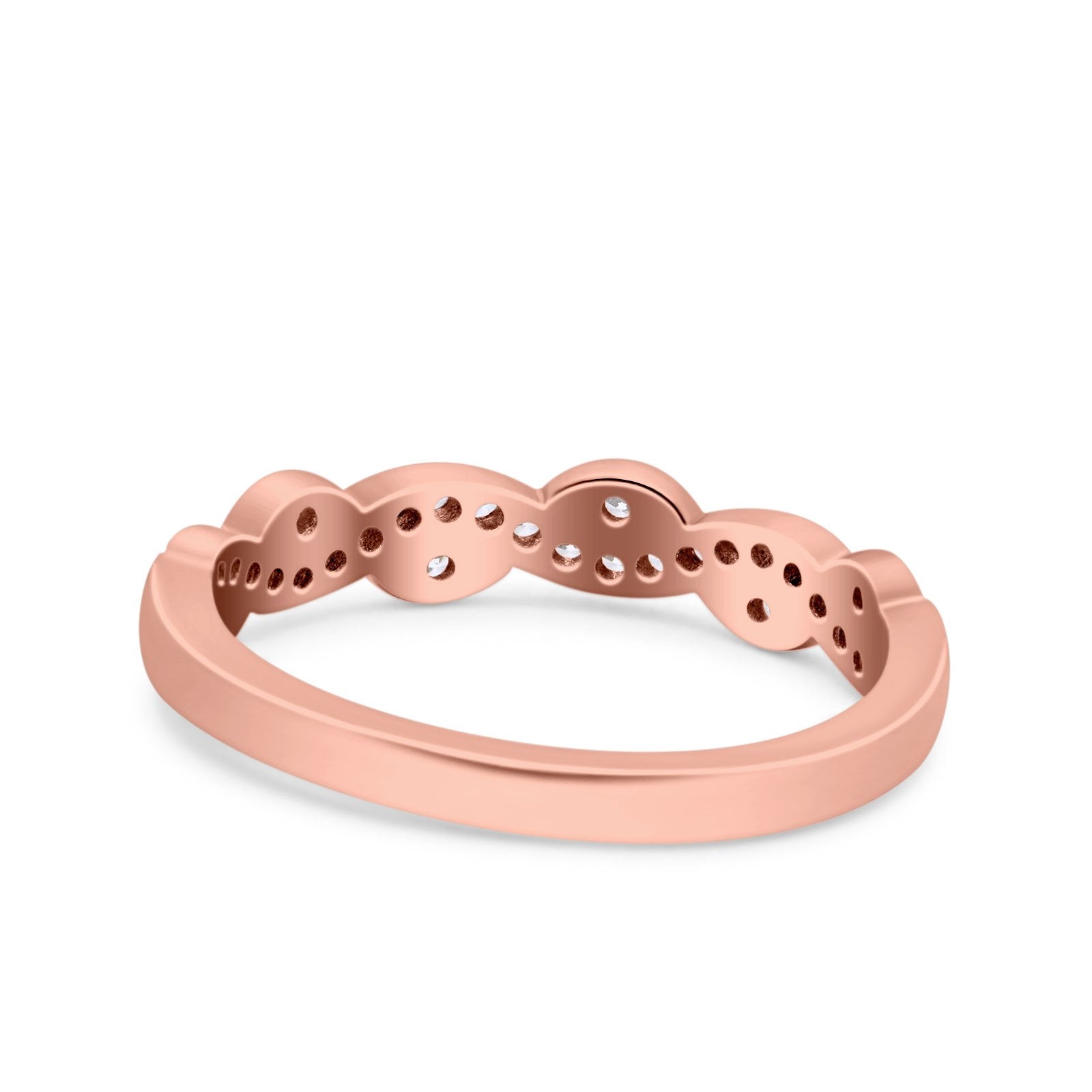 Art Deco Marquise Half Eternity Ring Crisscross Wedding Band Round Pave Simulated CZ 925 Sterling Silver (4mm)