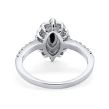 Art Deco Marquise Wedding Ring Simulated Cubic Zirconia 925 Sterling Silver