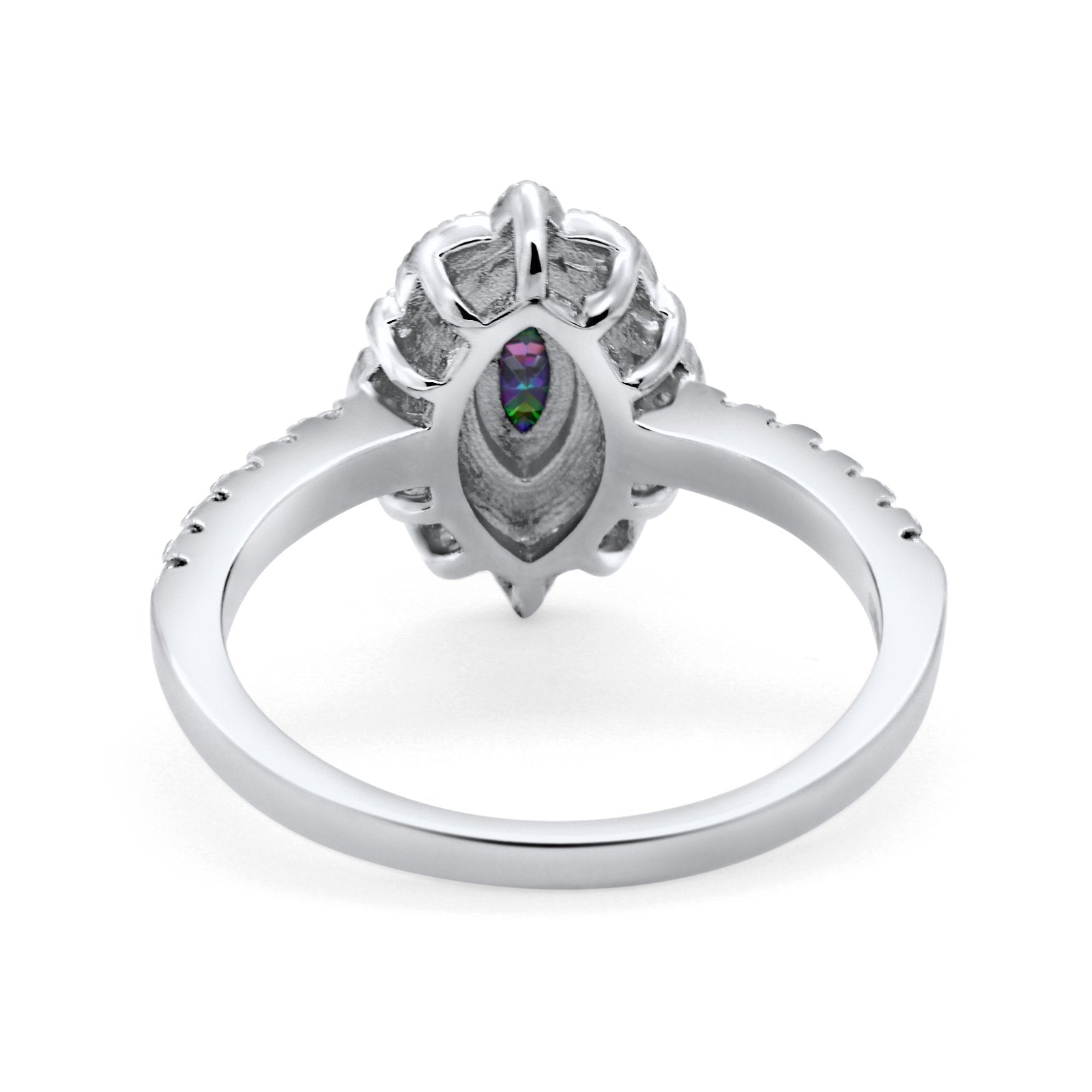 Art Deco Marquise Wedding Ring Simulated Cubic Zirconia 925 Sterling Silver