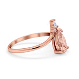 Pear Midi V Ring Wedding Ring Simulated Cubic Zirconia 925 Sterling Silver