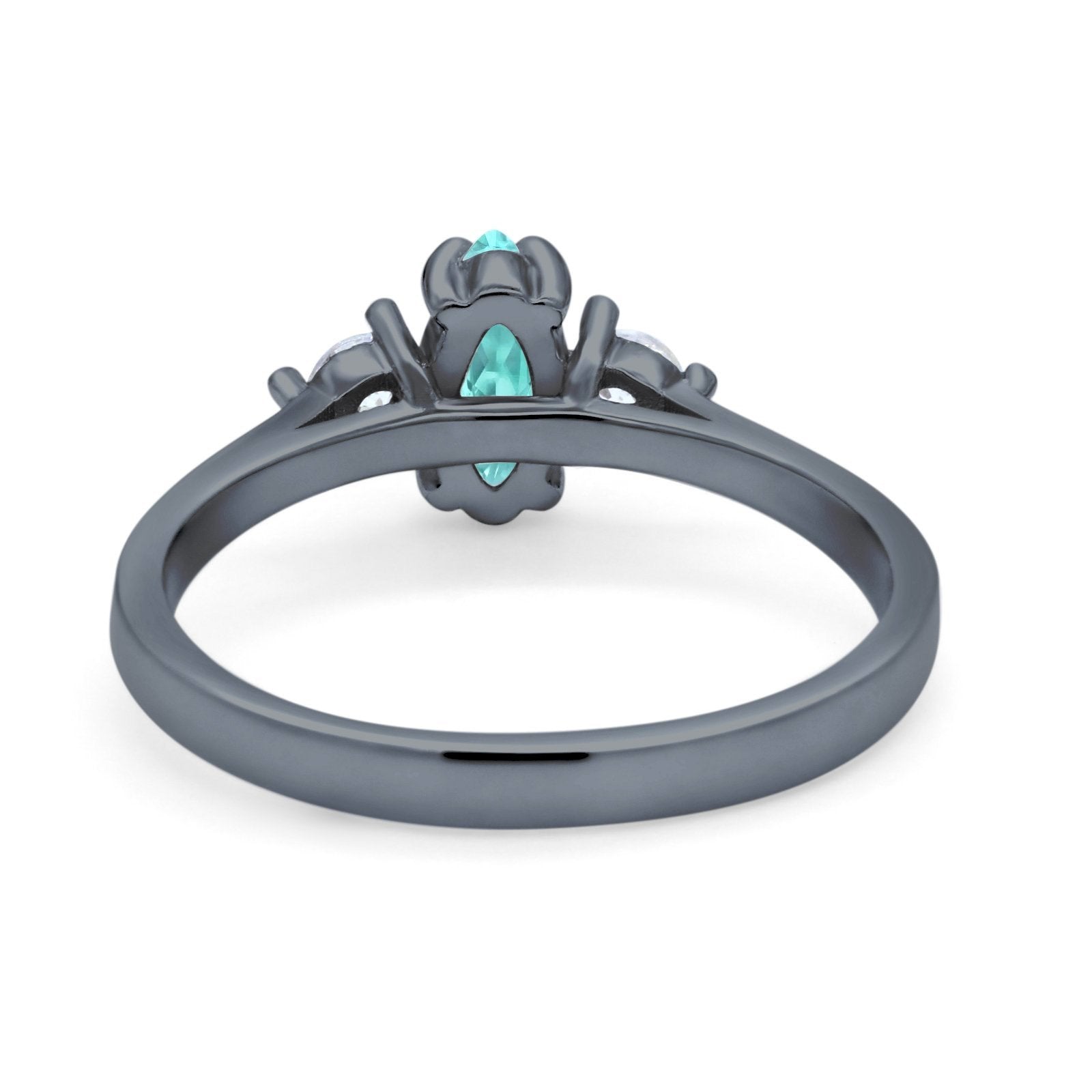 Three Stone Wedding Ring Simulated Cubic Zirconia 925 Sterling Silver