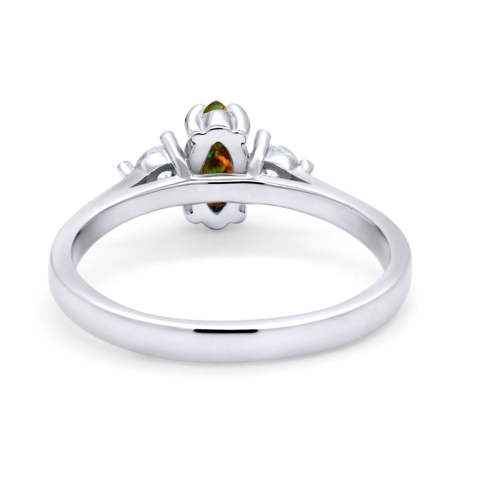 Three Stone Wedding Ring Simulated Cubic Zirconia 925 Sterling Silver