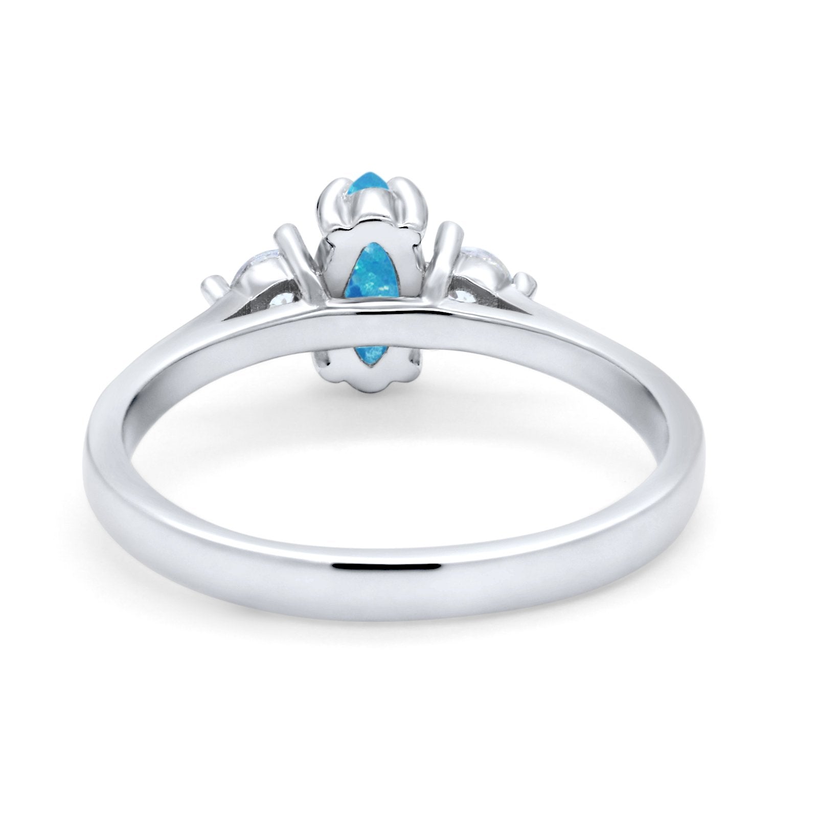 Three Stone Wedding Ring Simulated Cubic Zirconia 925 Sterling Silver