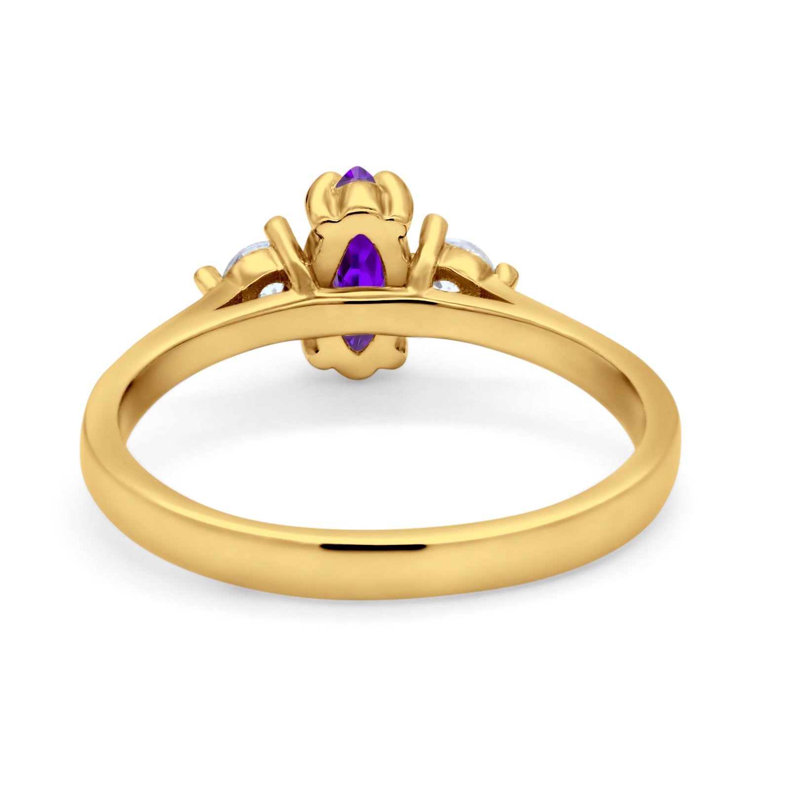 Three Stone Wedding Ring Simulated Cubic Zirconia 925 Sterling Silver