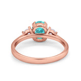 Three Stone Wedding Ring Oval Simulated Cubic Zirconia 925 Sterling Silver