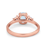 Three Stone Wedding Ring Oval Simulated Cubic Zirconia 925 Sterling Silver