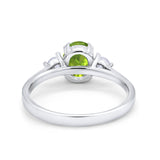 Three Stone Wedding Ring Oval Simulated Cubic Zirconia 925 Sterling Silver