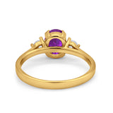 Three Stone Wedding Ring Oval Simulated Cubic Zirconia 925 Sterling Silver