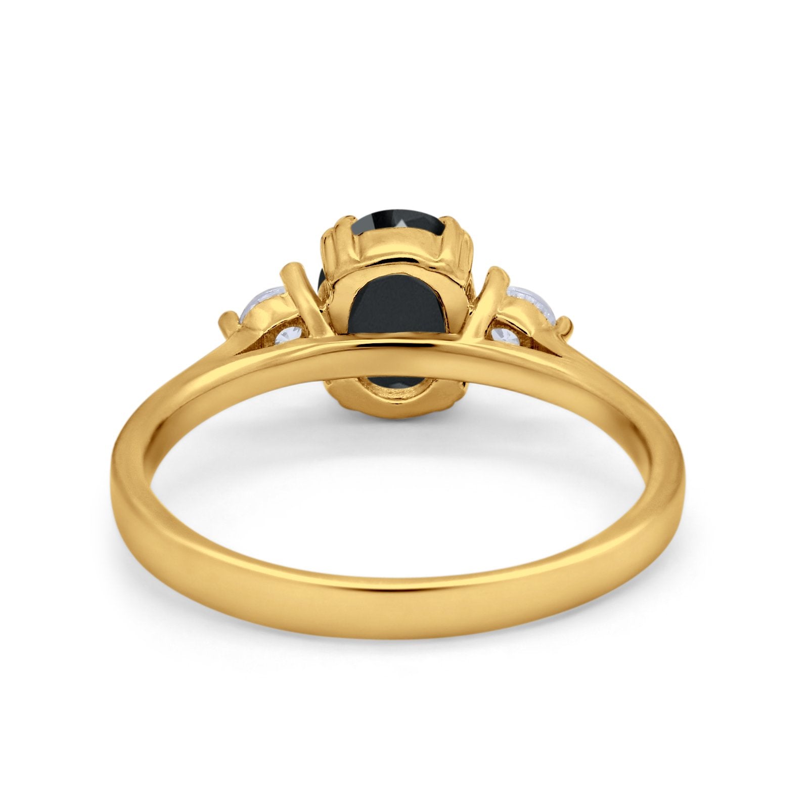 Three Stone Wedding Ring Oval Simulated Cubic Zirconia 925 Sterling Silver