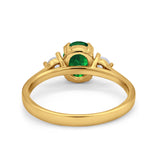 Three Stone Wedding Ring Oval Simulated Cubic Zirconia 925 Sterling Silver