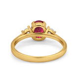 Three Stone Wedding Ring Oval Simulated Cubic Zirconia 925 Sterling Silver