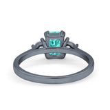 Emerald Cut Wedding Ring Round Simulated Cubic Zirconia 925 Sterling Silver