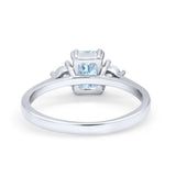 Emerald Cut Wedding Ring Round Simulated Cubic Zirconia 925 Sterling Silver