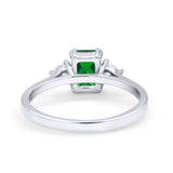Emerald Cut Wedding Ring Round Simulated Cubic Zirconia 925 Sterling Silver