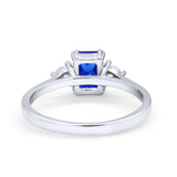 Emerald Cut Wedding Ring Round Simulated Cubic Zirconia 925 Sterling Silver